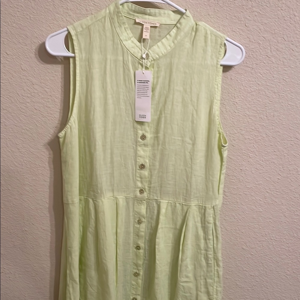 Eileen Fisher Organic Linen Dress . Yellow . Size SP